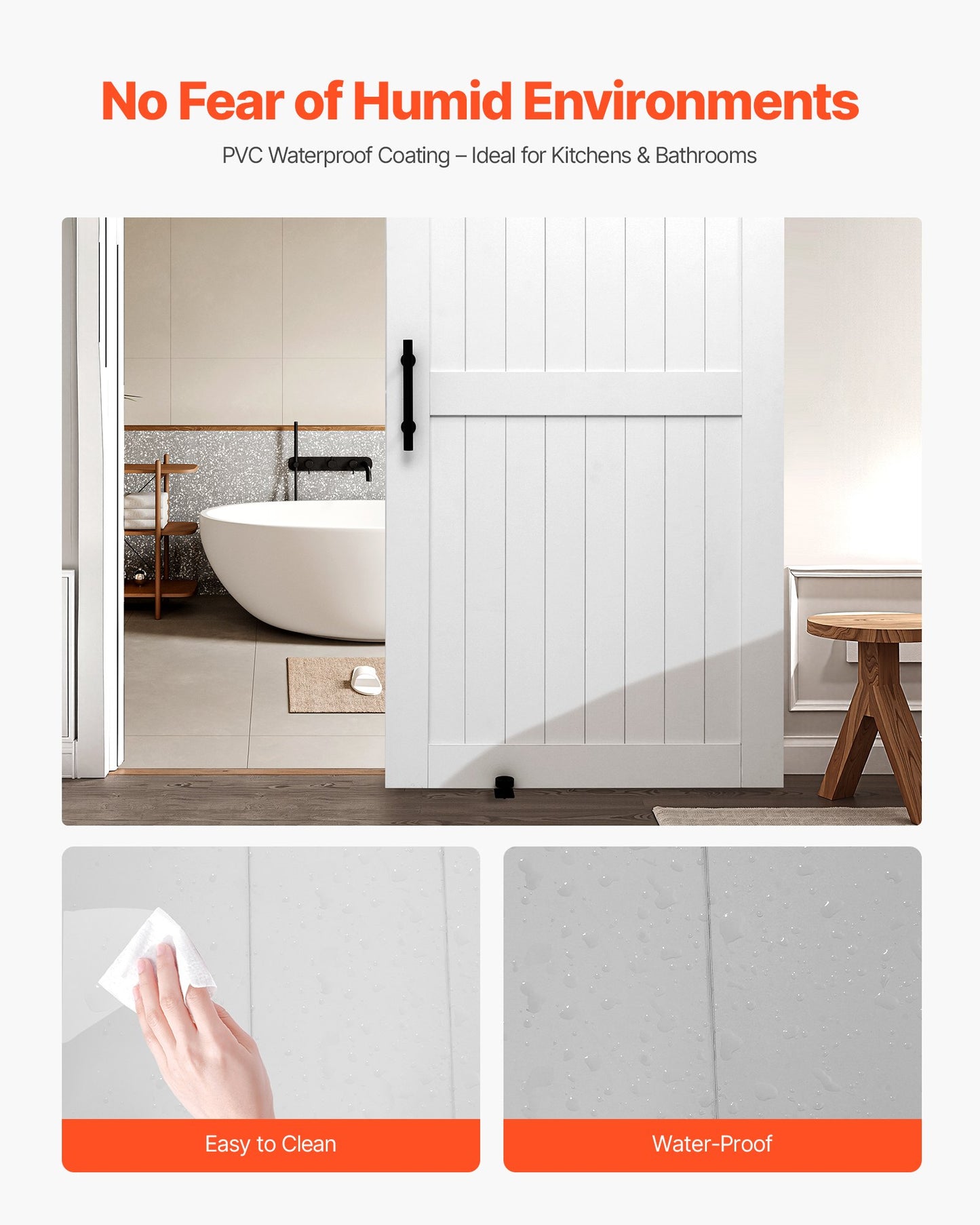 42x84 Inch Sliding Barn Door with Hardware Kit, Waterproof MDF Panel, Easy Installation