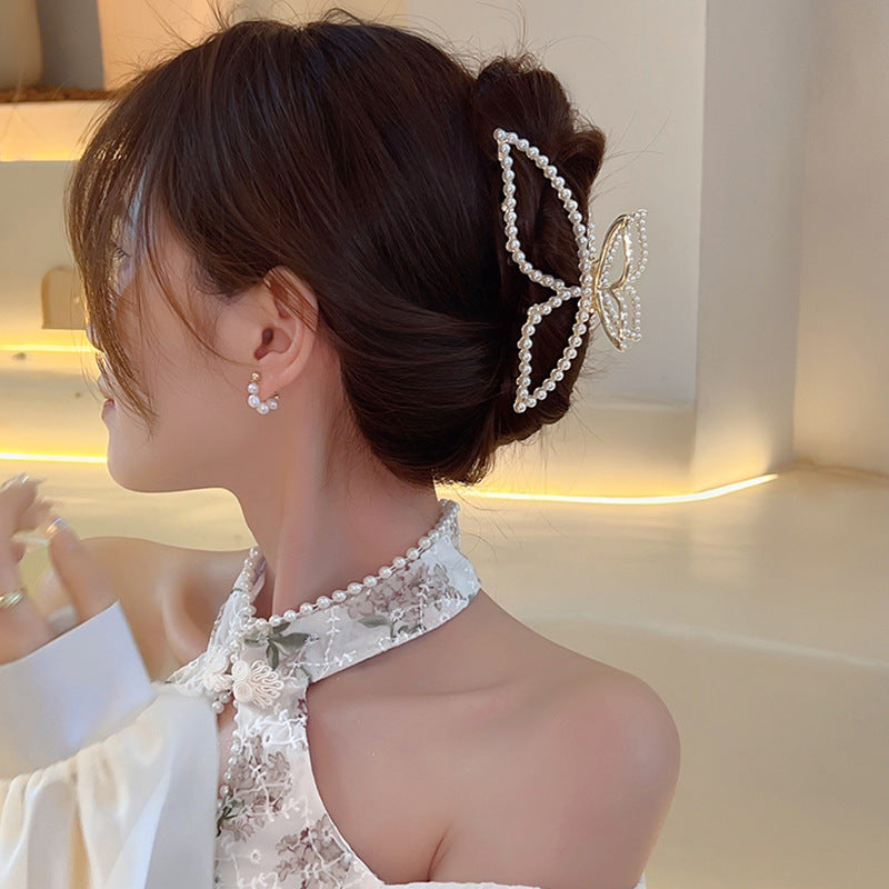 Women's Pearl Butterfly Hair Clip - Retro Hair Accessory