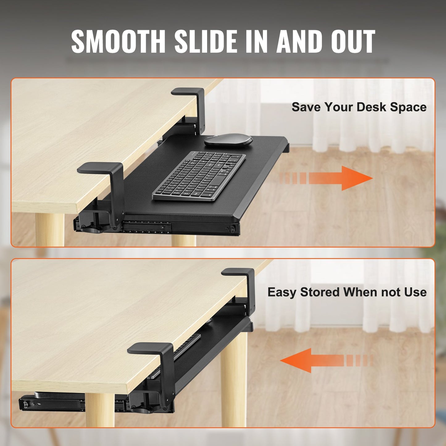 Ergonomic Pull-Out Keyboard Tray Under Desk - 26.8 x 11 Inch