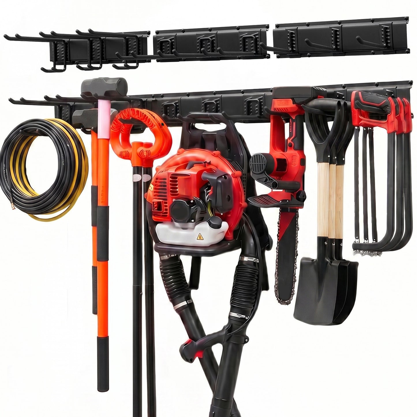 Garage Tool Organizer Wall Mount 49.5 Inch Heavy Duty Storage Rack with Hooks