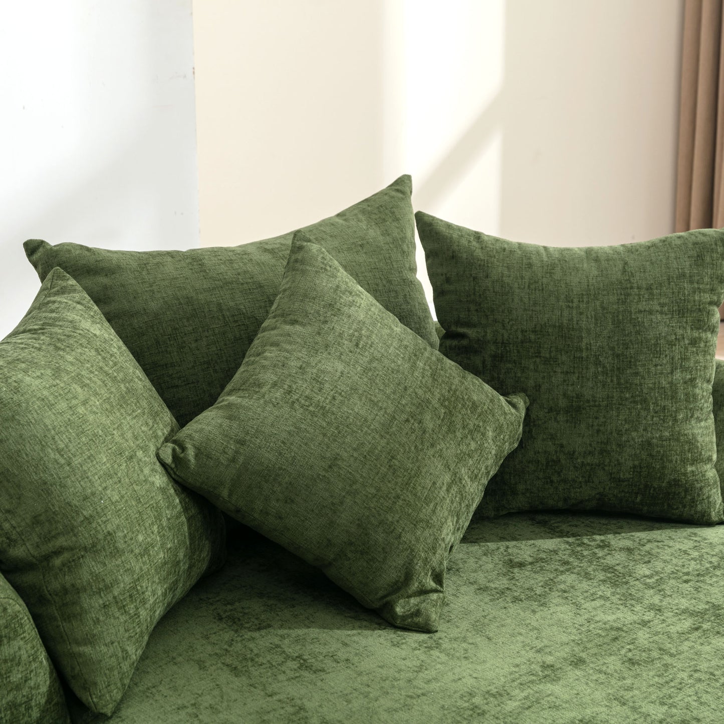 360° Swivel Accent Barrel Chair with Storage Ottoman & 4 Pillows - Green