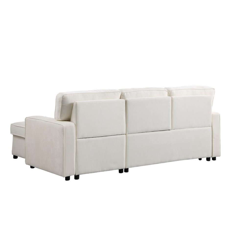 Upholstery Sleeper Sectional Sofa with Storage & USB Port - Beige