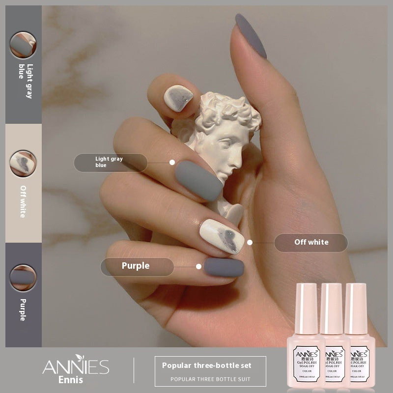 Three-Color Gel Nail Polish Set for Manicure - Nude, Purple, Orange