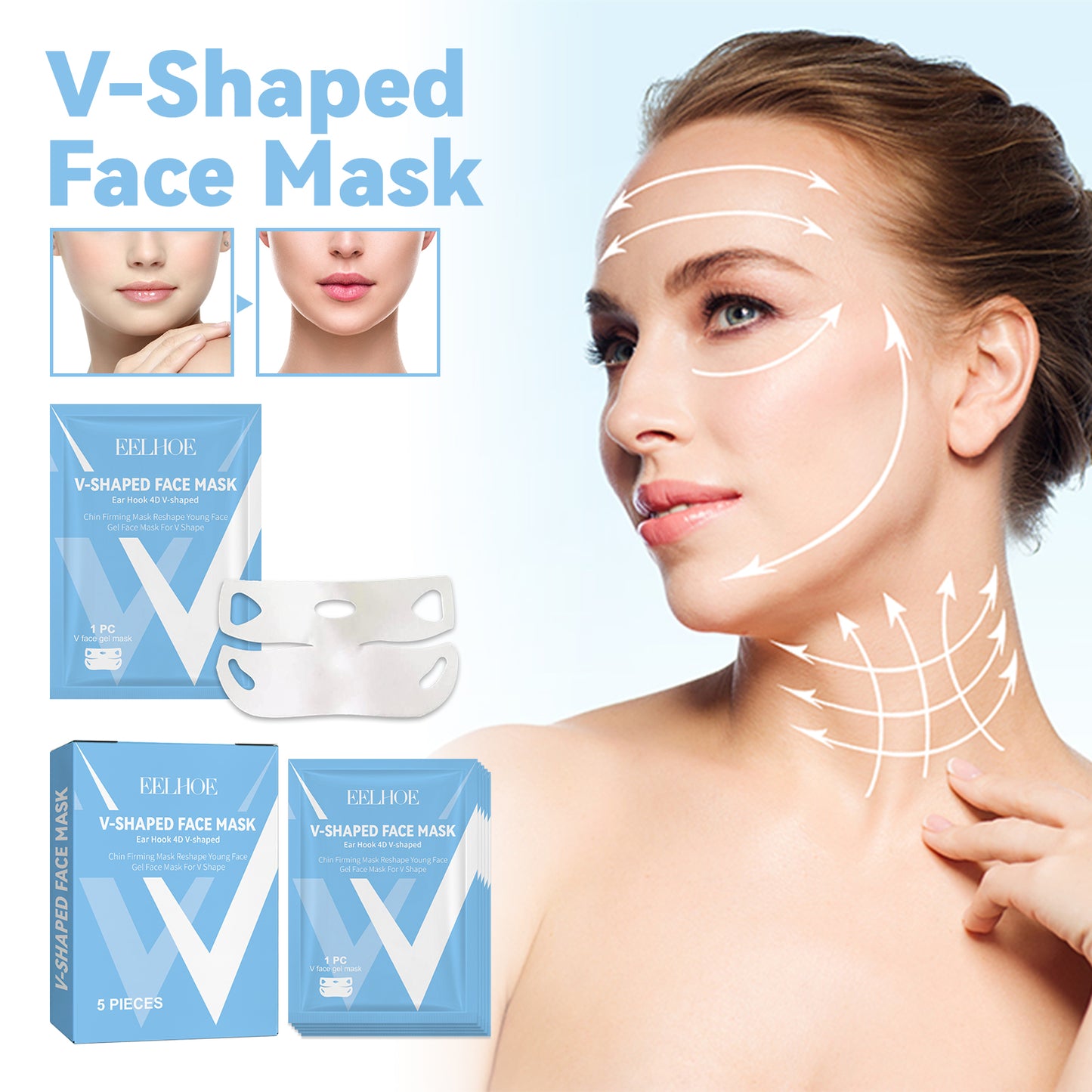 V-Shaped Face Lifting Mask - Collagen & Hyaluronic Acid Contouring
