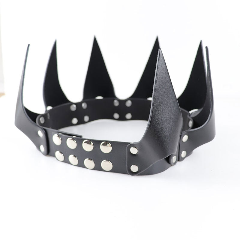 Leather Crown Party Headwear - Black