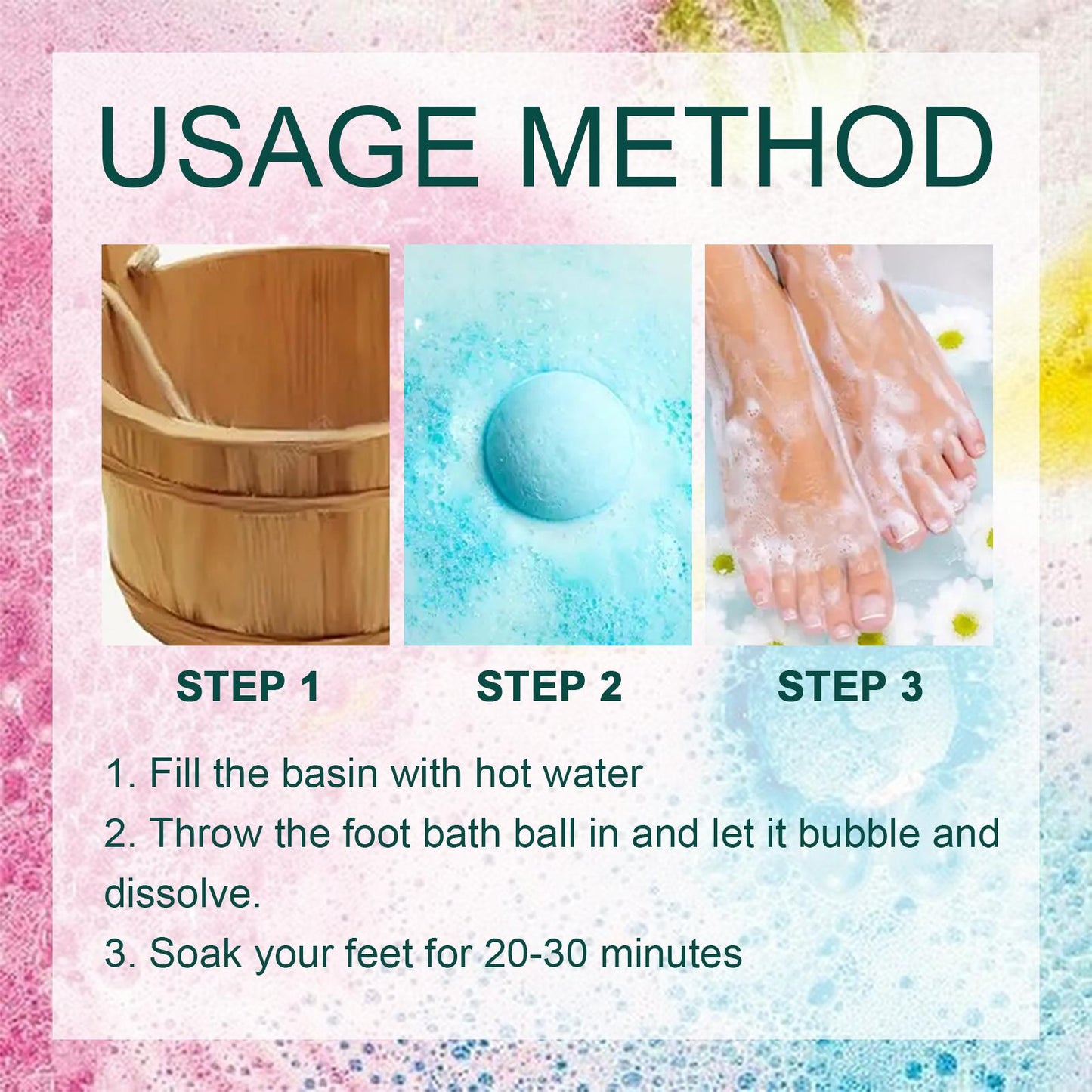 Ginger Essential Oil Foot Soak Bombs - Moisturizing & Deodorizing