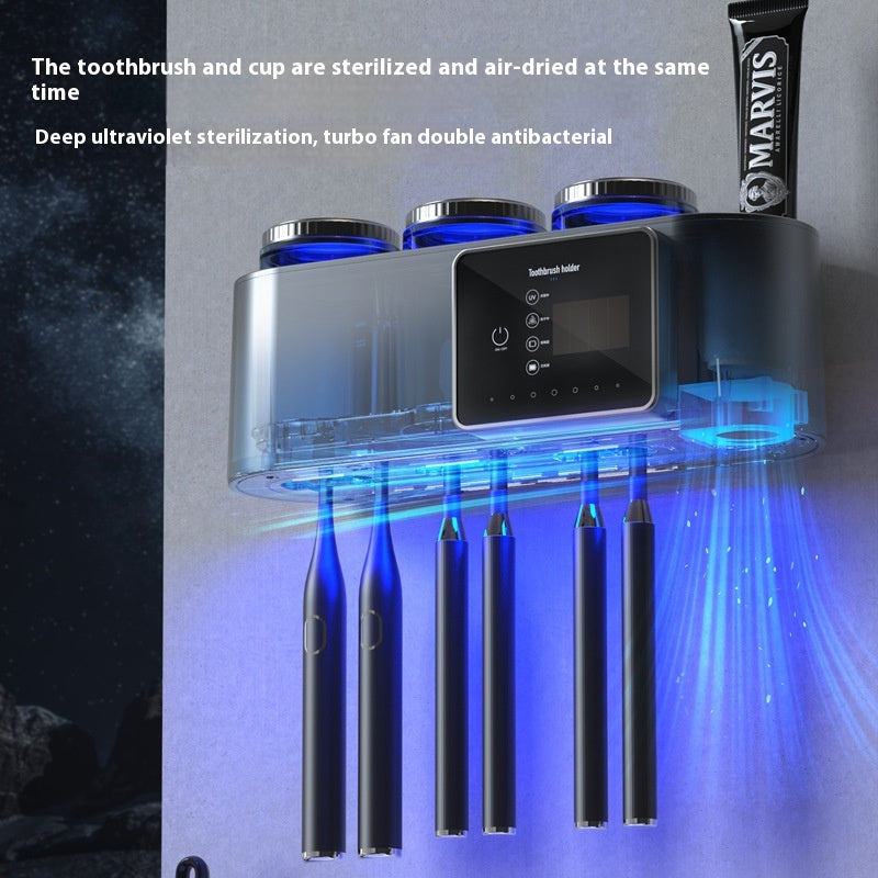UV Toothbrush Sterilizer Storage Box with UV Sanitization and Multiple Cups