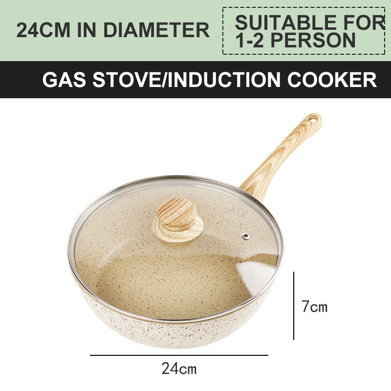Non-Stick Medical Stone Wok Pan - Smokeless Aluminum Cooking Tool