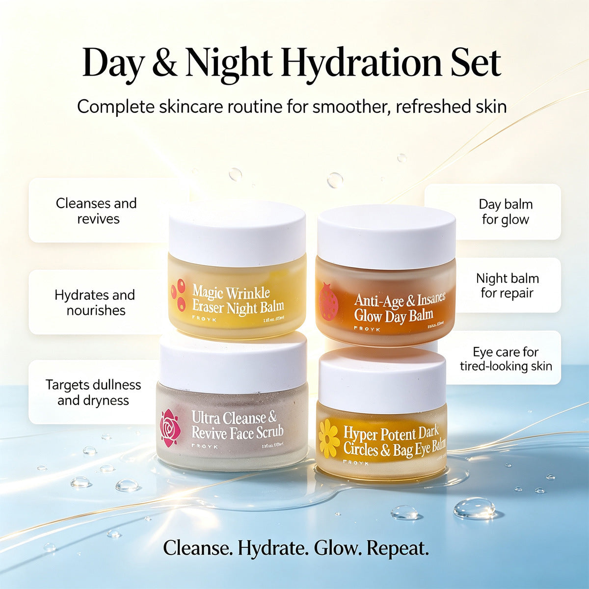 Moisturizing Nourishing And Hydrating Day Night Set For Face Eye Area