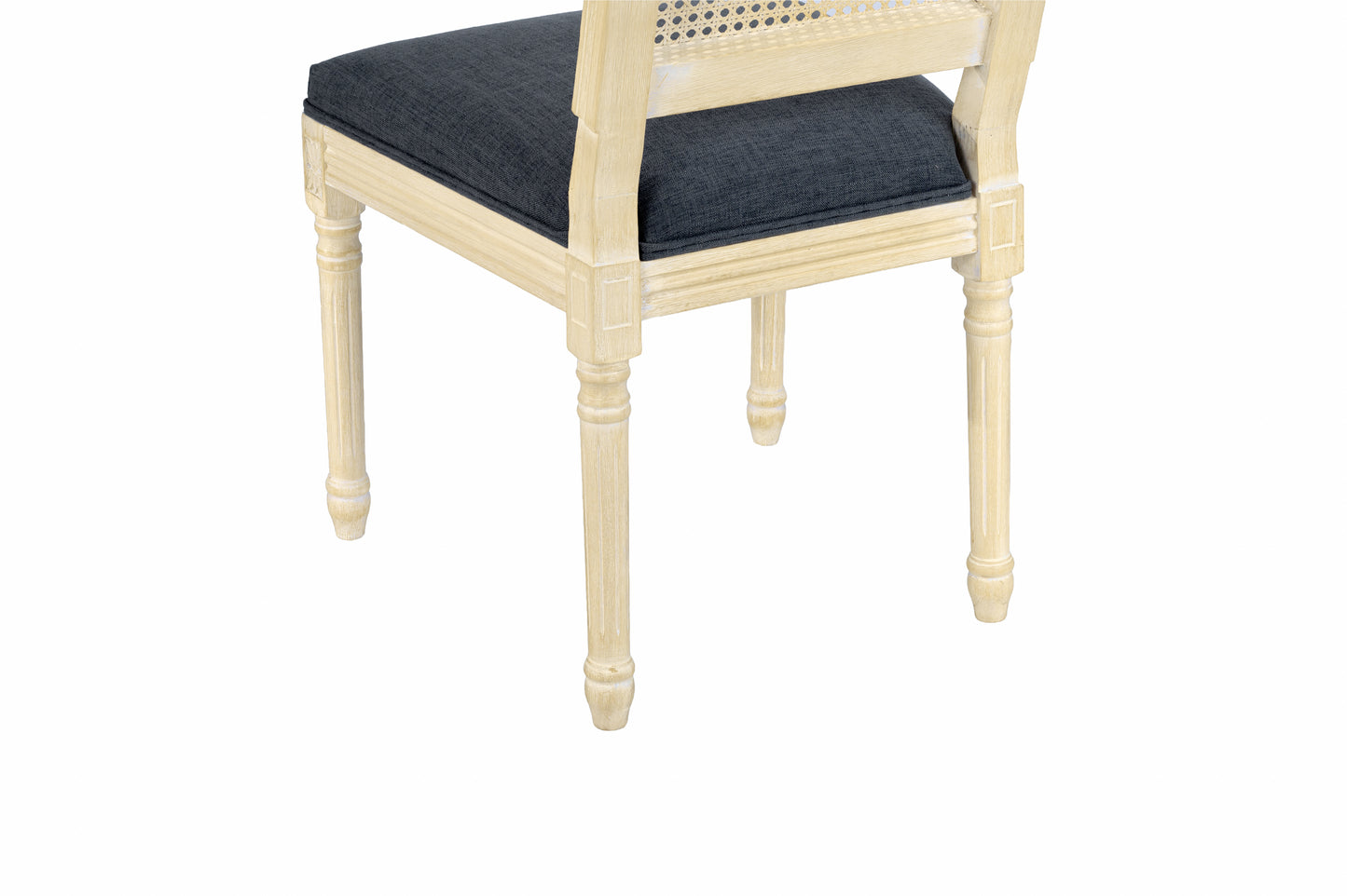 French Country Dining Chairs Set of 2 - Upholstered Grey