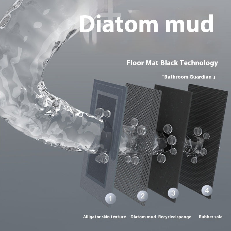 Modern Non-Slip Diatom Ooze Bathroom Floor Mat - Absorbent & Stylish