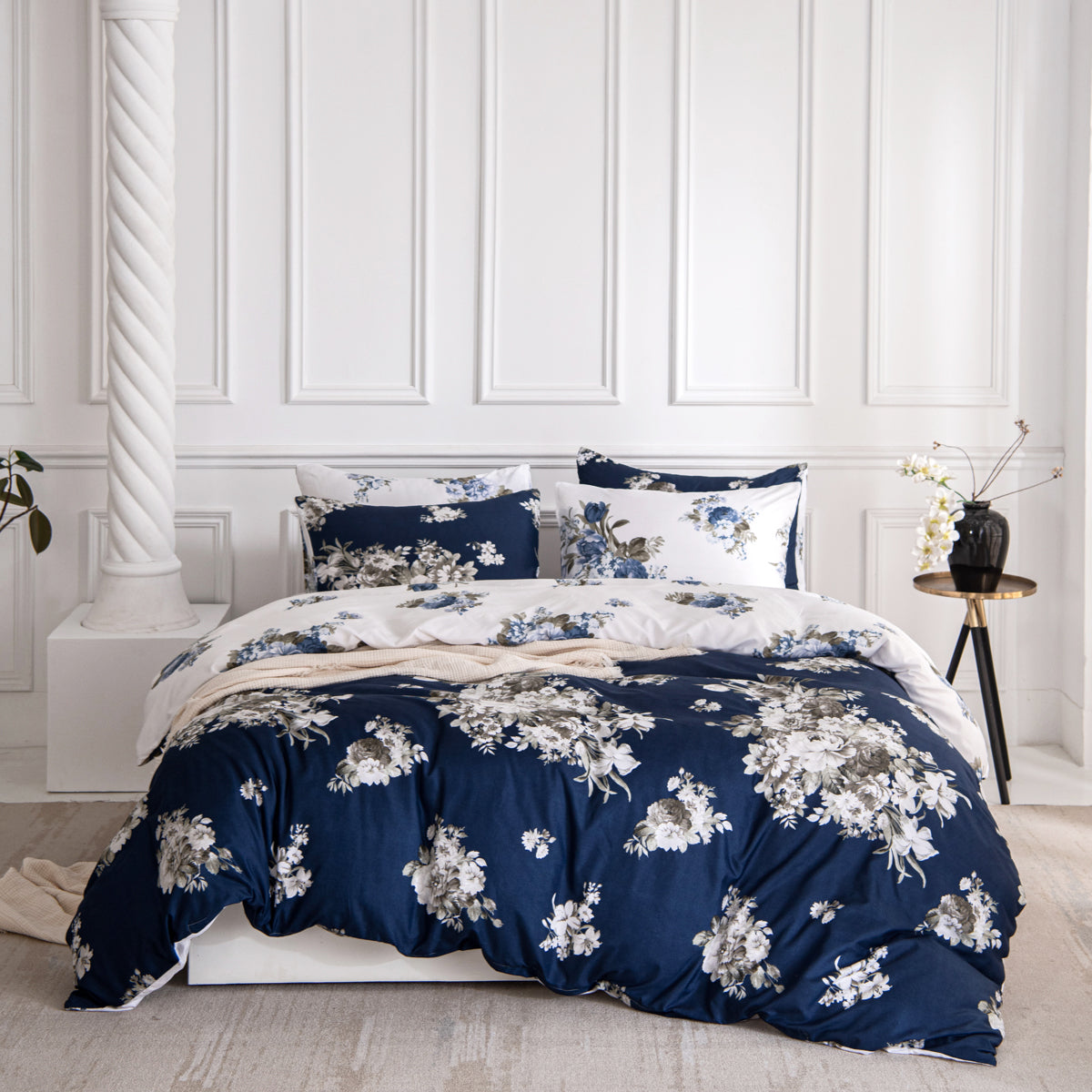 Cross Border Floral Print Duvet Cover Set - Elegant Breathable Bedding