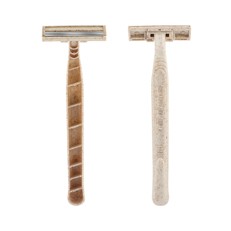 Disposable Manual Shaver 8-Pack - Eco-Friendly Wheat Straw