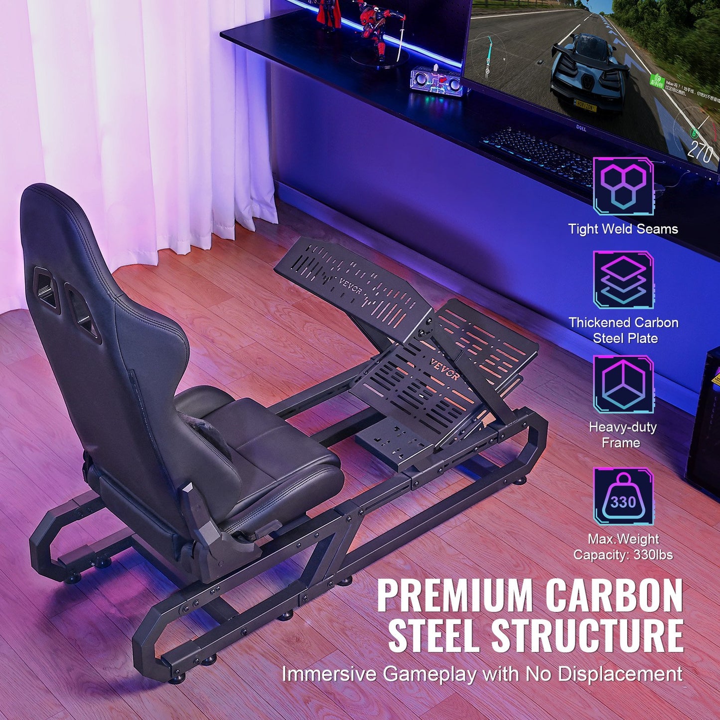 Heavy Duty Racing Wheel Stand for Logitech G923 G920 G29 - Black, Max 330LBS