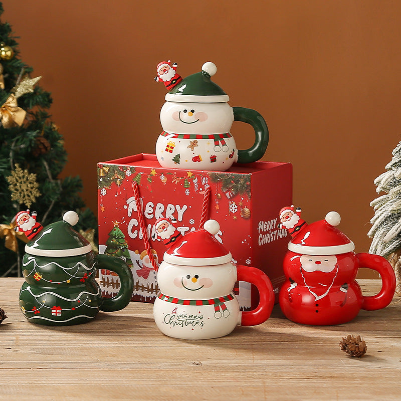 Christmas Snowman Ceramic Water Cup - Large Capacity Festive Drinkware