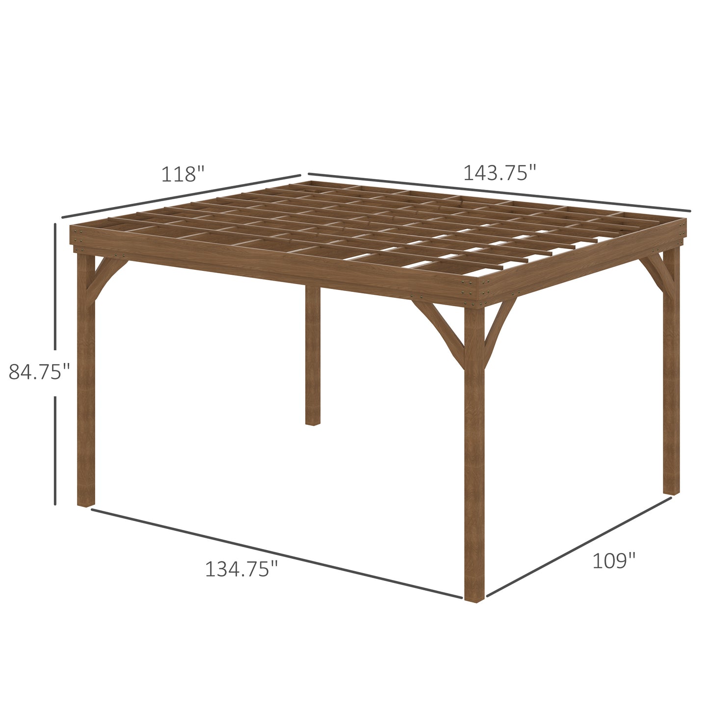 Outdoor Wooden Pergola 10x12 - Brown Grape Vine Gazebo