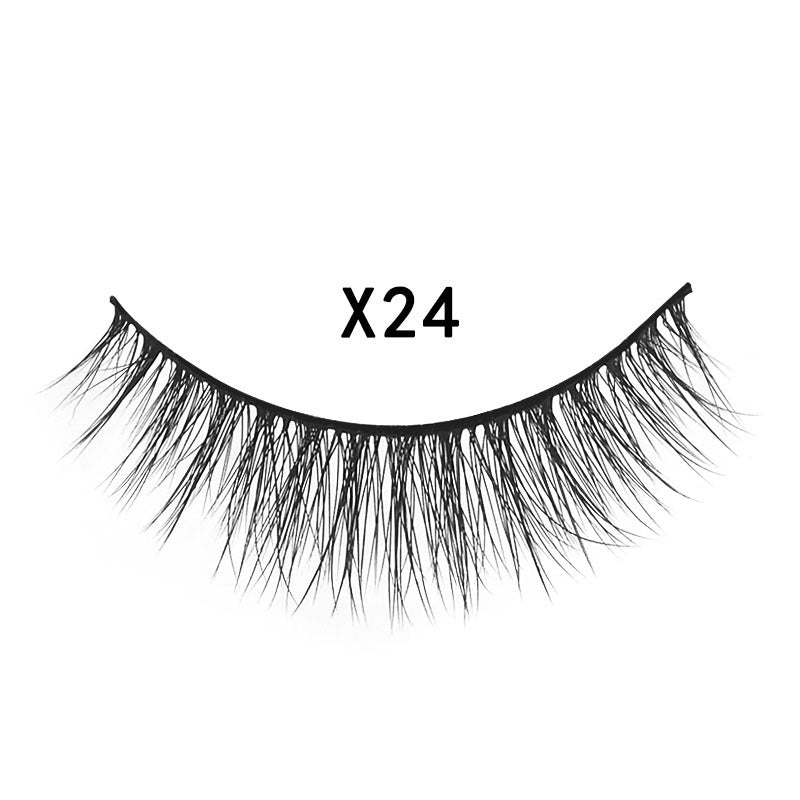 3D Mink Hair False Eyelashes 3 Pairs - Natural Cross Style, Handmade