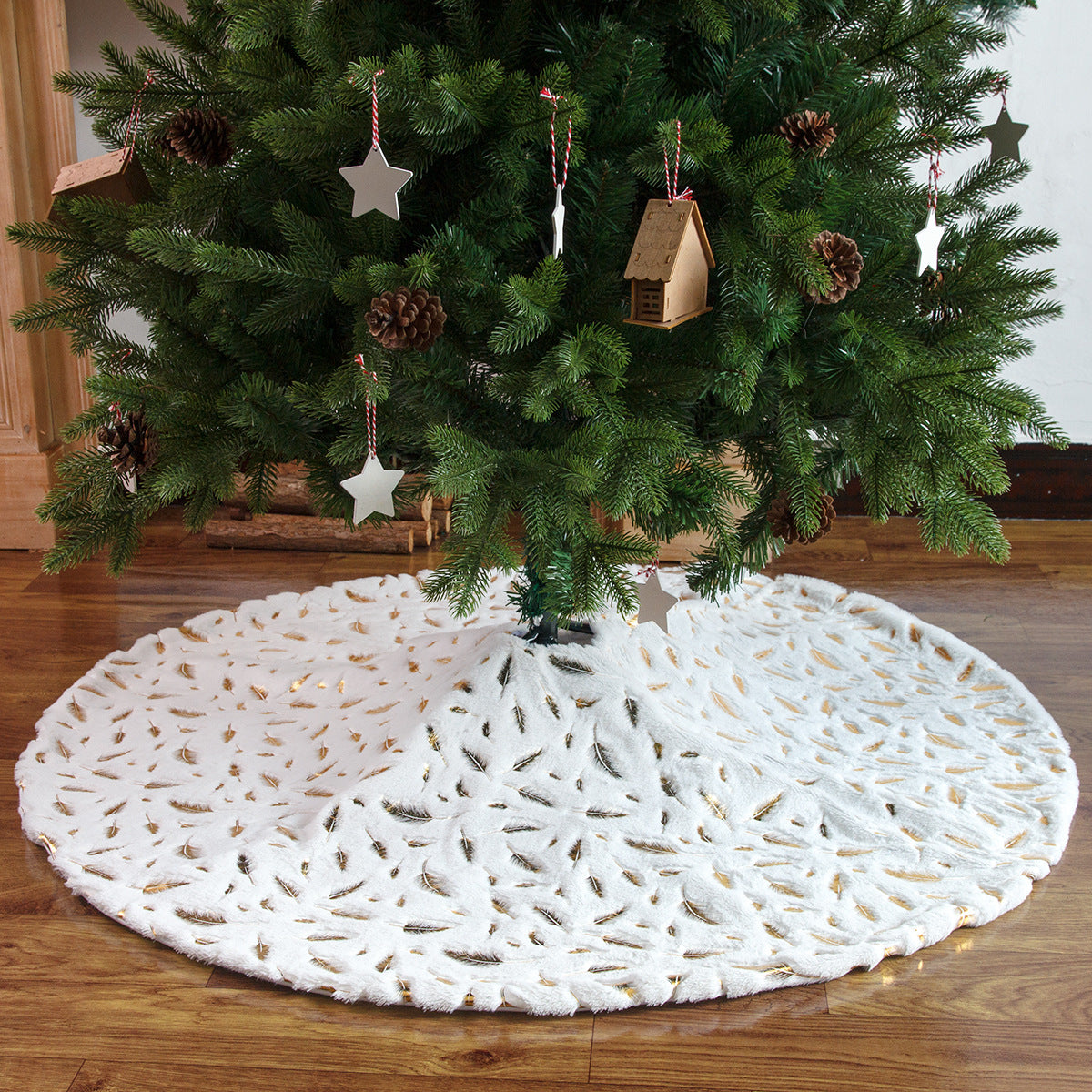 White Plush Christmas Tree Skirt - Festive Holiday Decoration, 90cm & 122cm Sizes