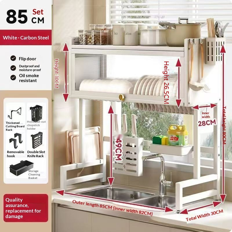 Kitchen Countertop Cabinet Shelf - Modern Steel Storage Organizer