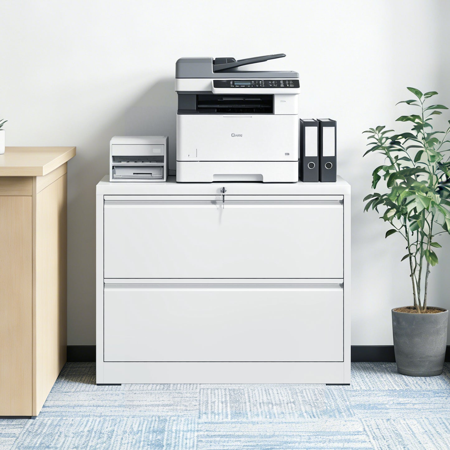 Lateral File Cabinet 2 Drawer, 35.4 Inch Wide Metal Filing For Home
