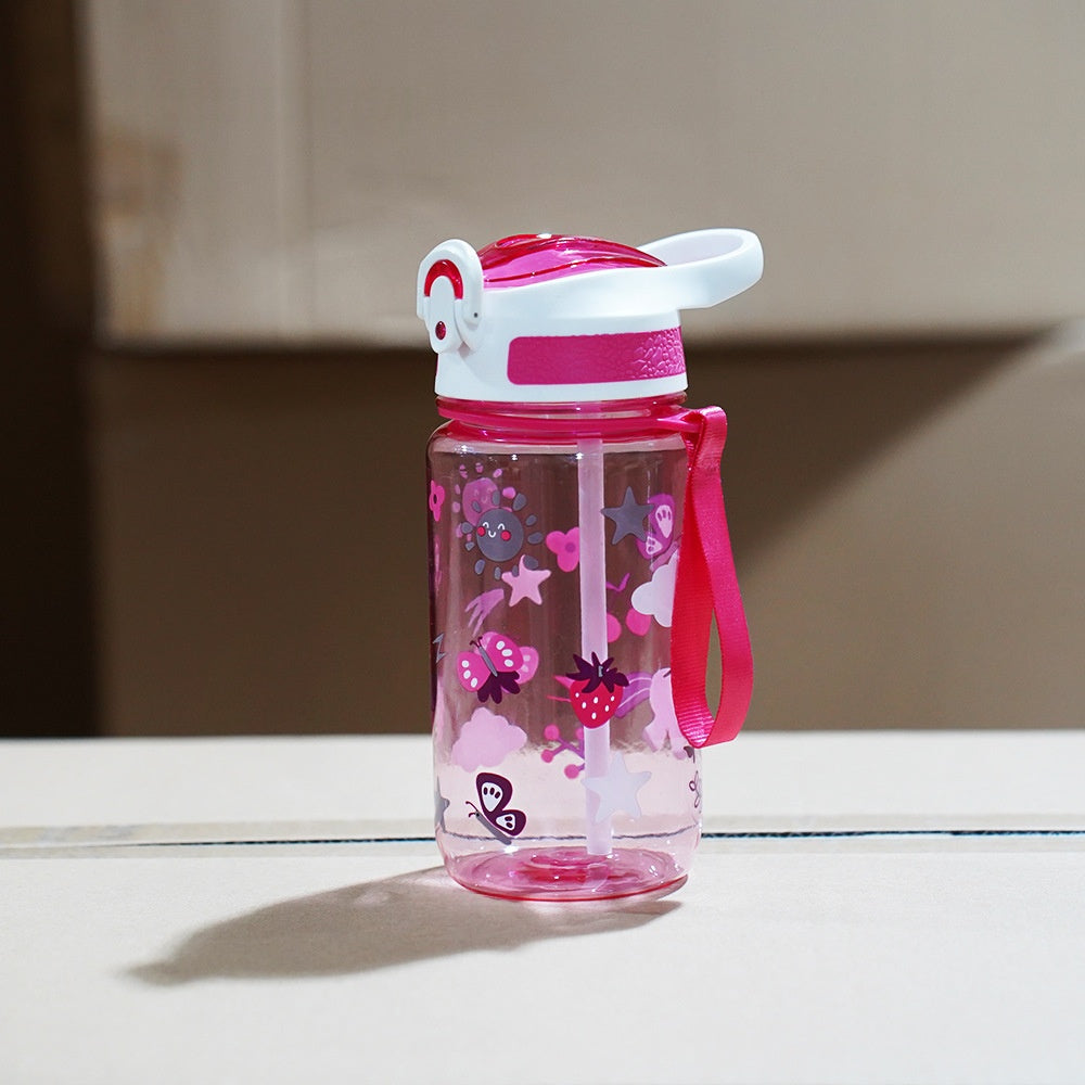 600ml Portable Cartoon Handle Drink Cup - Kids Travel Water Bottle