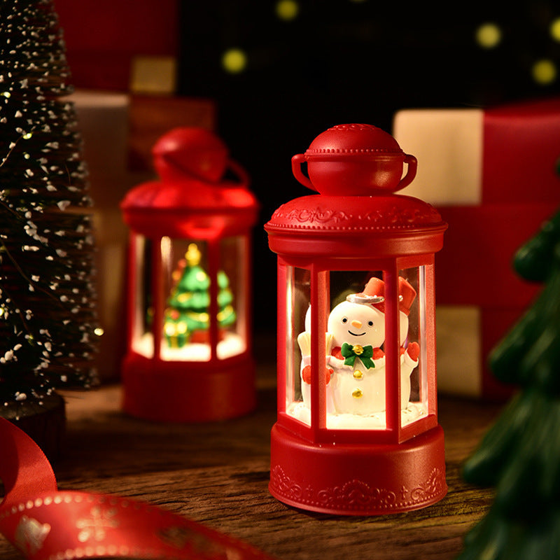 Christmas Night Light Lantern with Santa Claus and Festive Designs