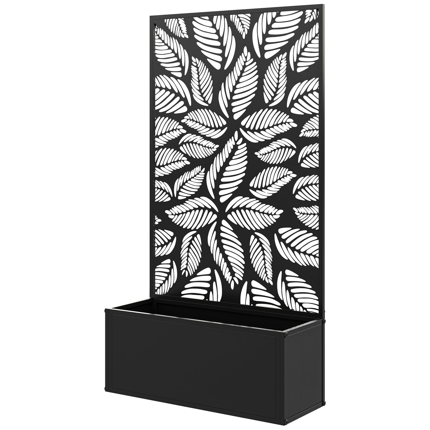 Metal Garden Bed with Trellis for Climbing Plants - Freestanding or Wall Mountable, Black 960x680mm
