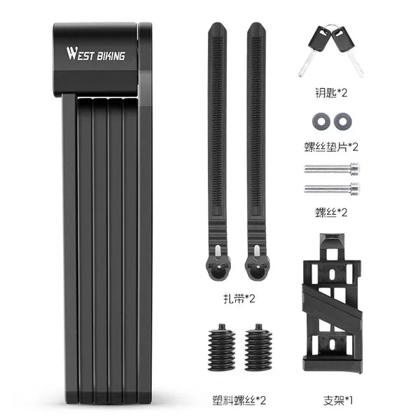 High Security Folding Bicycle Lock 87cm with 2 Keys for MTB Road & E-Bikes