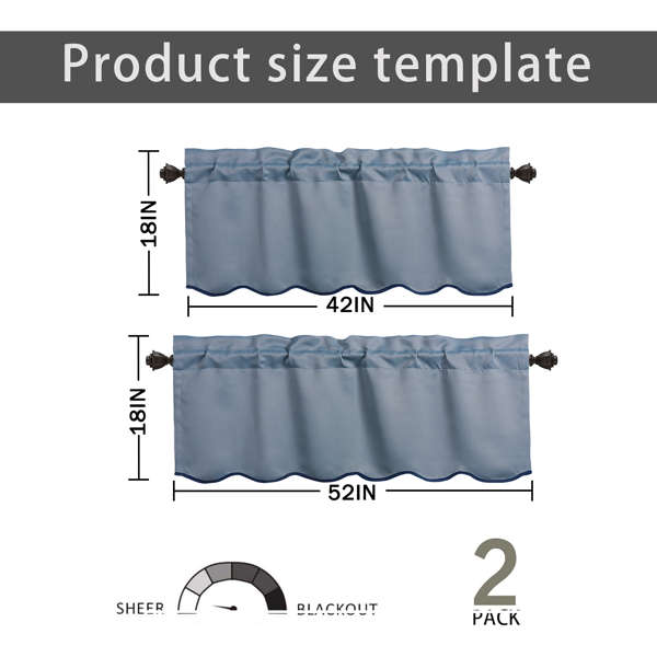 Blackout Window Valances - 2 Panels 52"x18" - Elegant Design