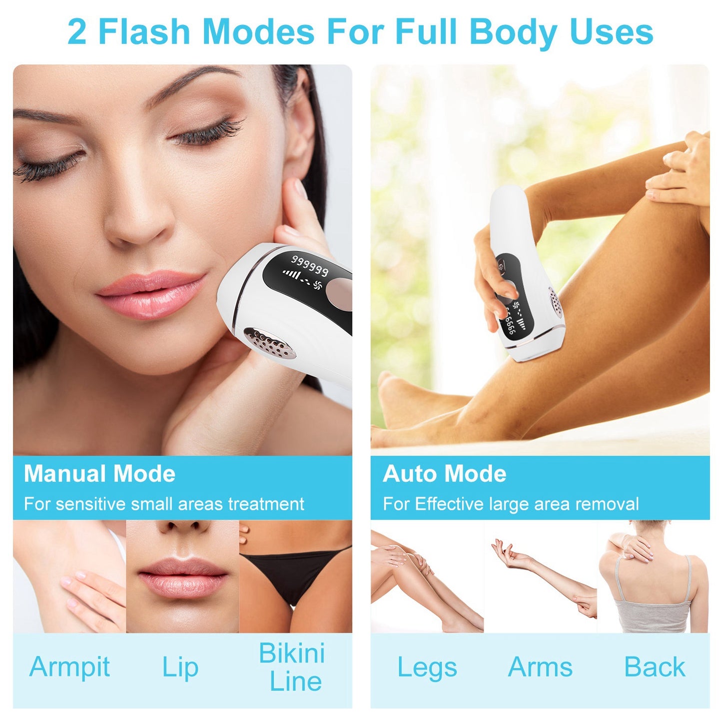 Laser Hair Removal Device for Home Use - Painless IPL with 999,999 Flashes, Ice Cooling for Women & Men