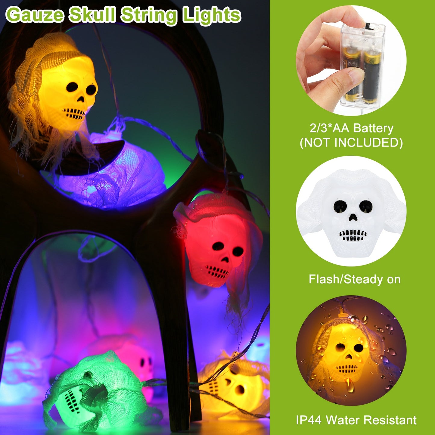 Halloween String Lights Set - 3 Styles, 50 LEDs, 24ft