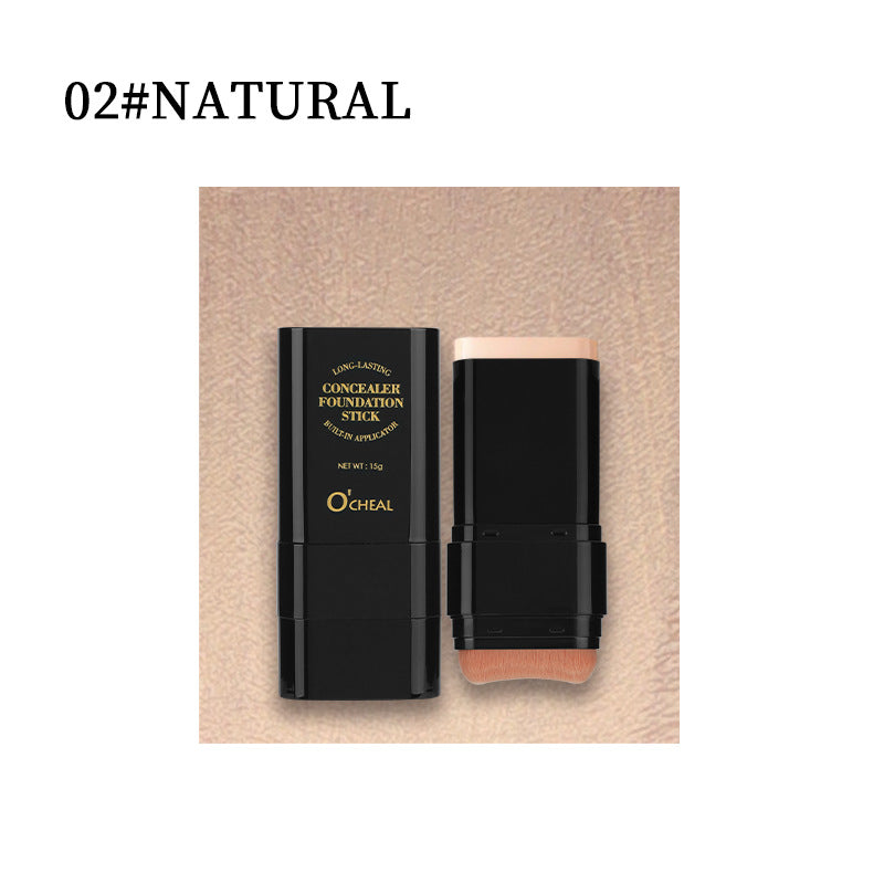 Dual-Ended Foundation Concealer Stick with Brush - Full Coverage & Long-Lasting