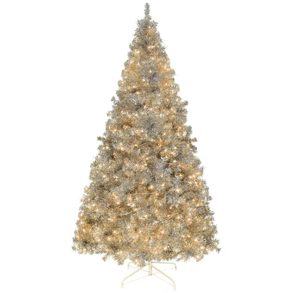 6 FT Pre-Lit Silver Christmas Tree with Remote Control & 300 Lights