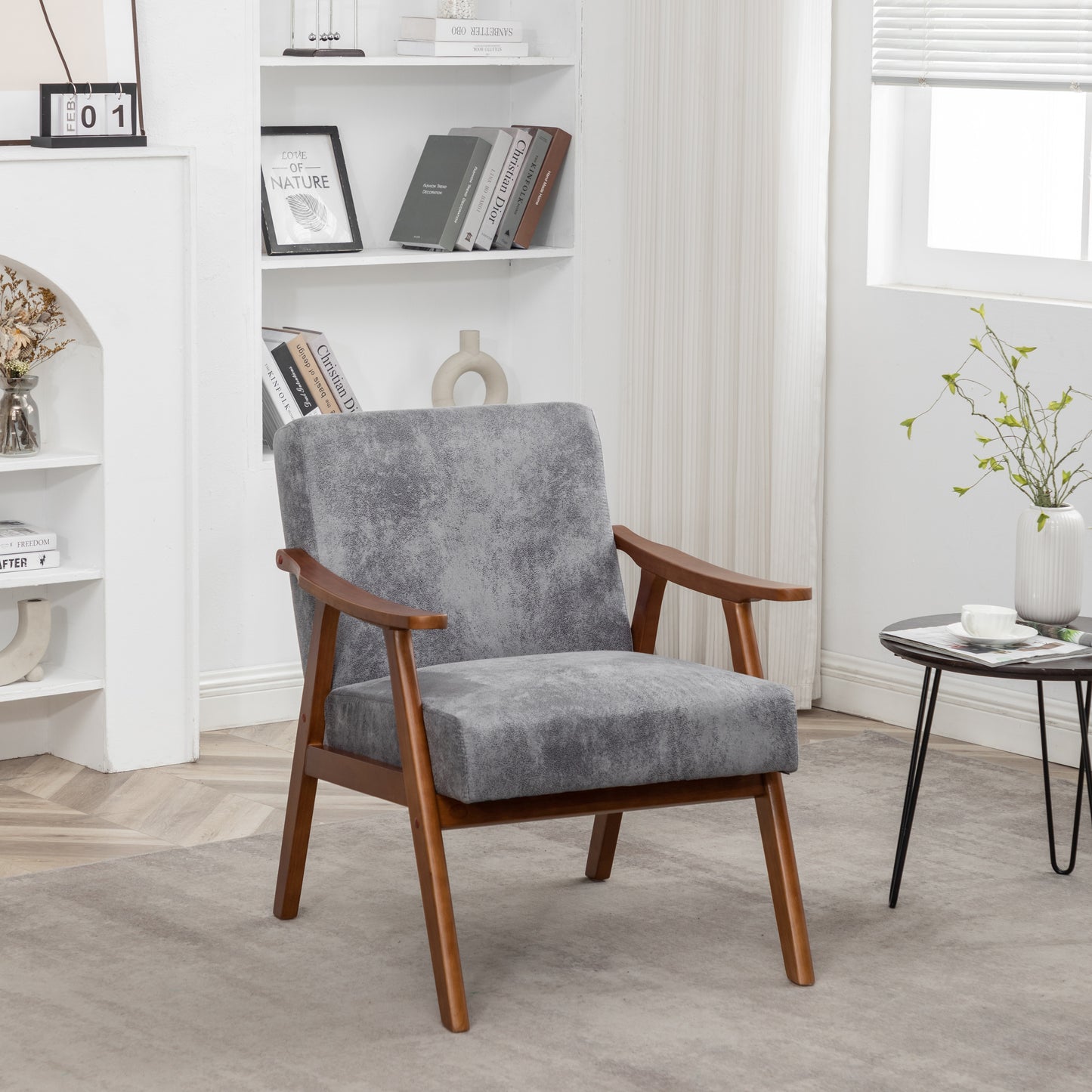 Accent Chair With Microfiber Upholstery And Solid Wood Frame, Classic