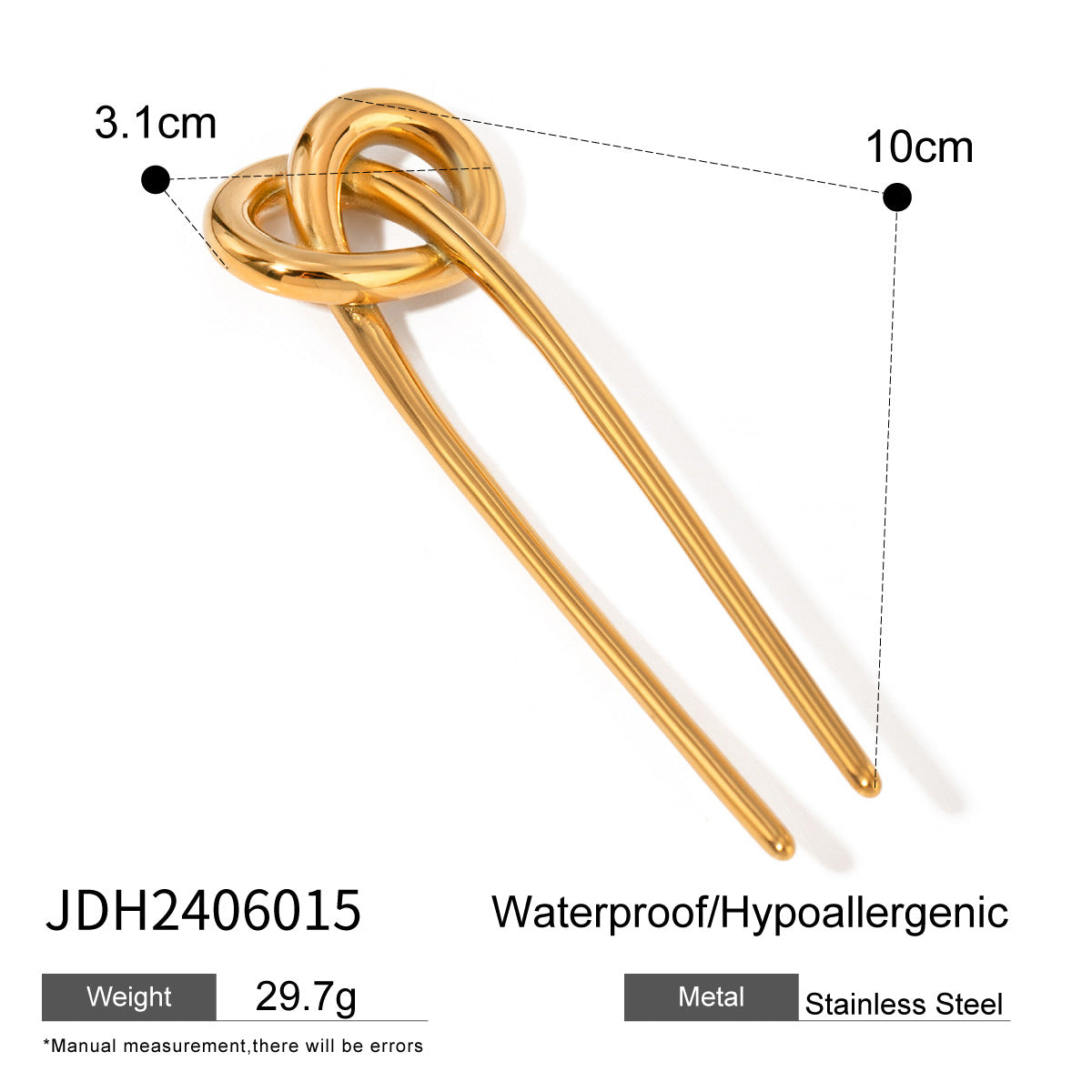 Geometric Stainless Steel Hairpin - Gold Elegance