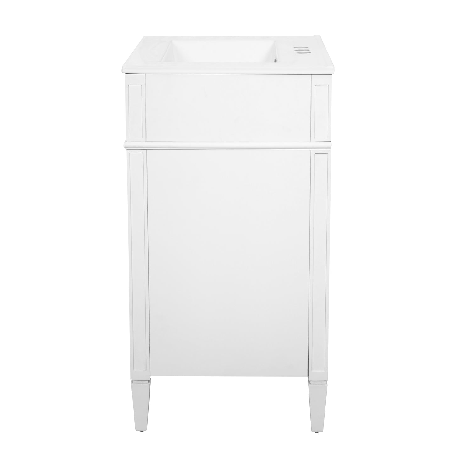 24-Inch Modern Bathroom Vanity with Ceramic Sink & 3 Drawers - White
