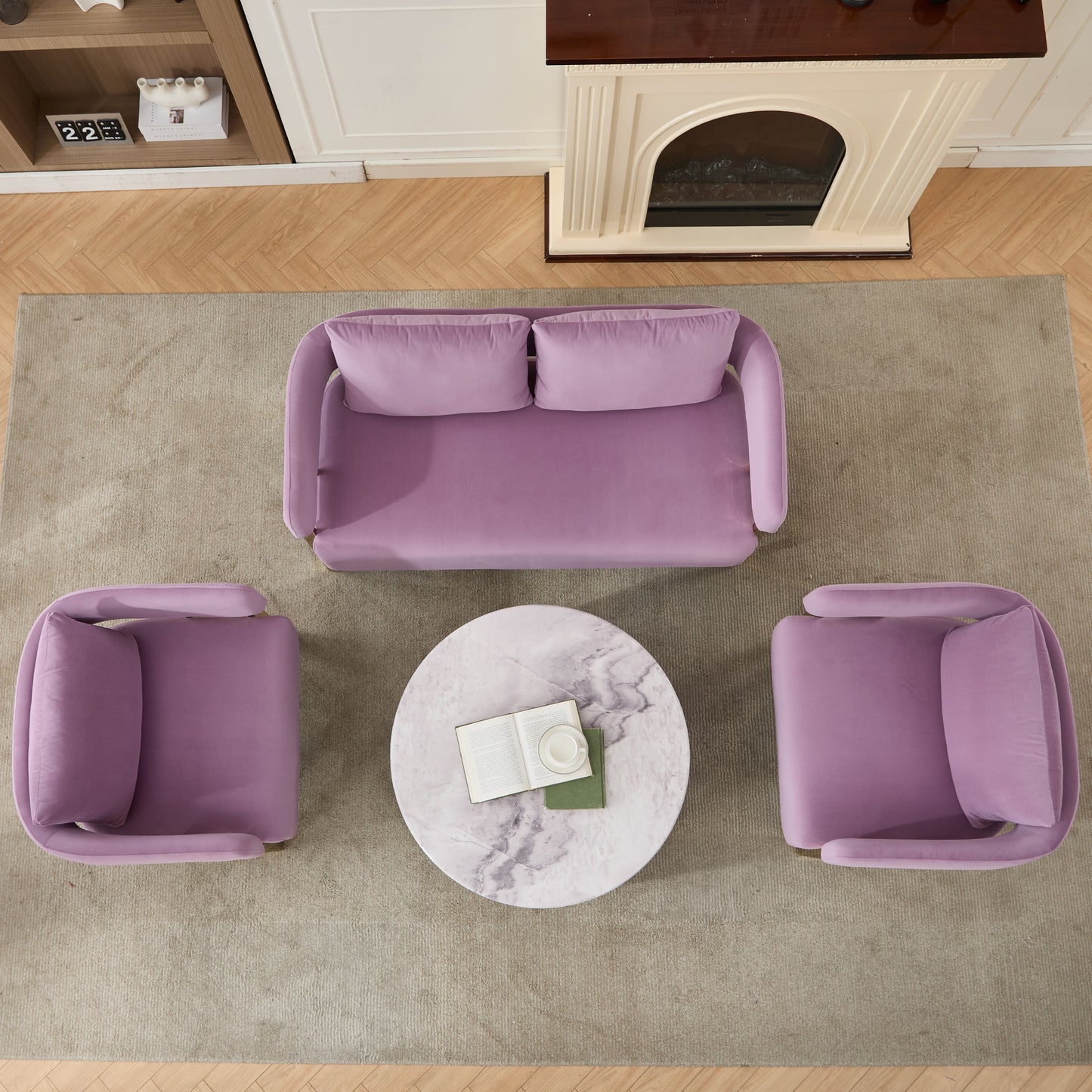 Modern Lilac Decorative Chair with Gold Metal Legs