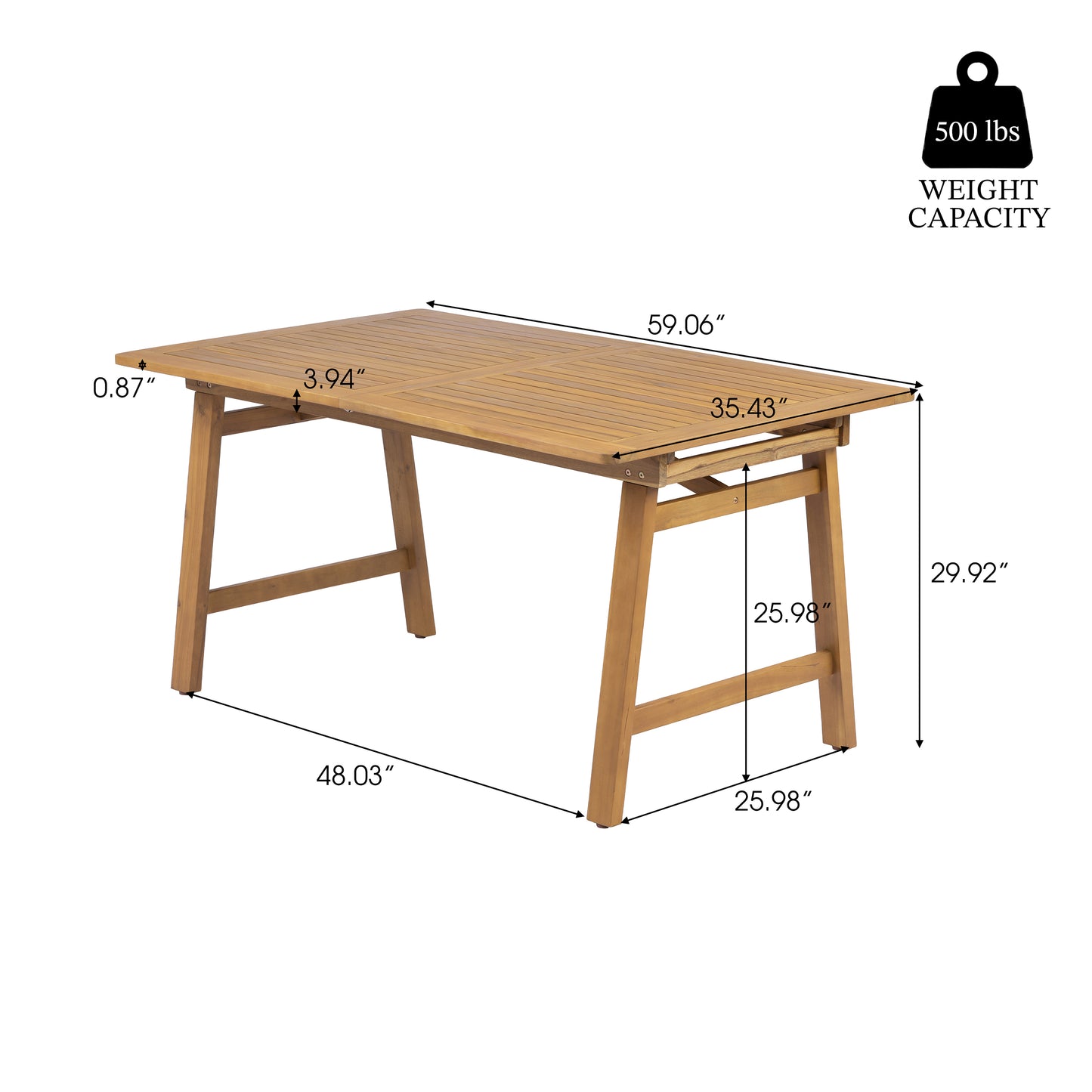 Extendable Acacia Wood Outdoor Dining Table - Teak Finish
