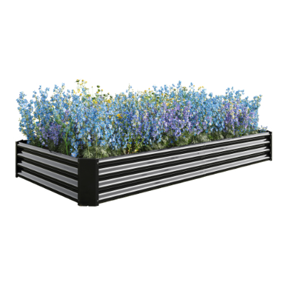 Metal Raised Garden Bed Kit 7.6x3.7ft for Vegetables, Flowers, Herbs - Black
