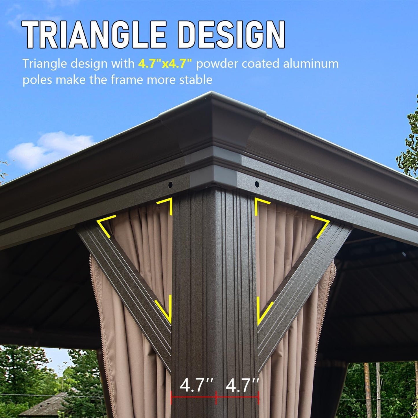 14x24FT Hardtop Gazebo, Outdoor Gazebo With Galvanized Steel Double
