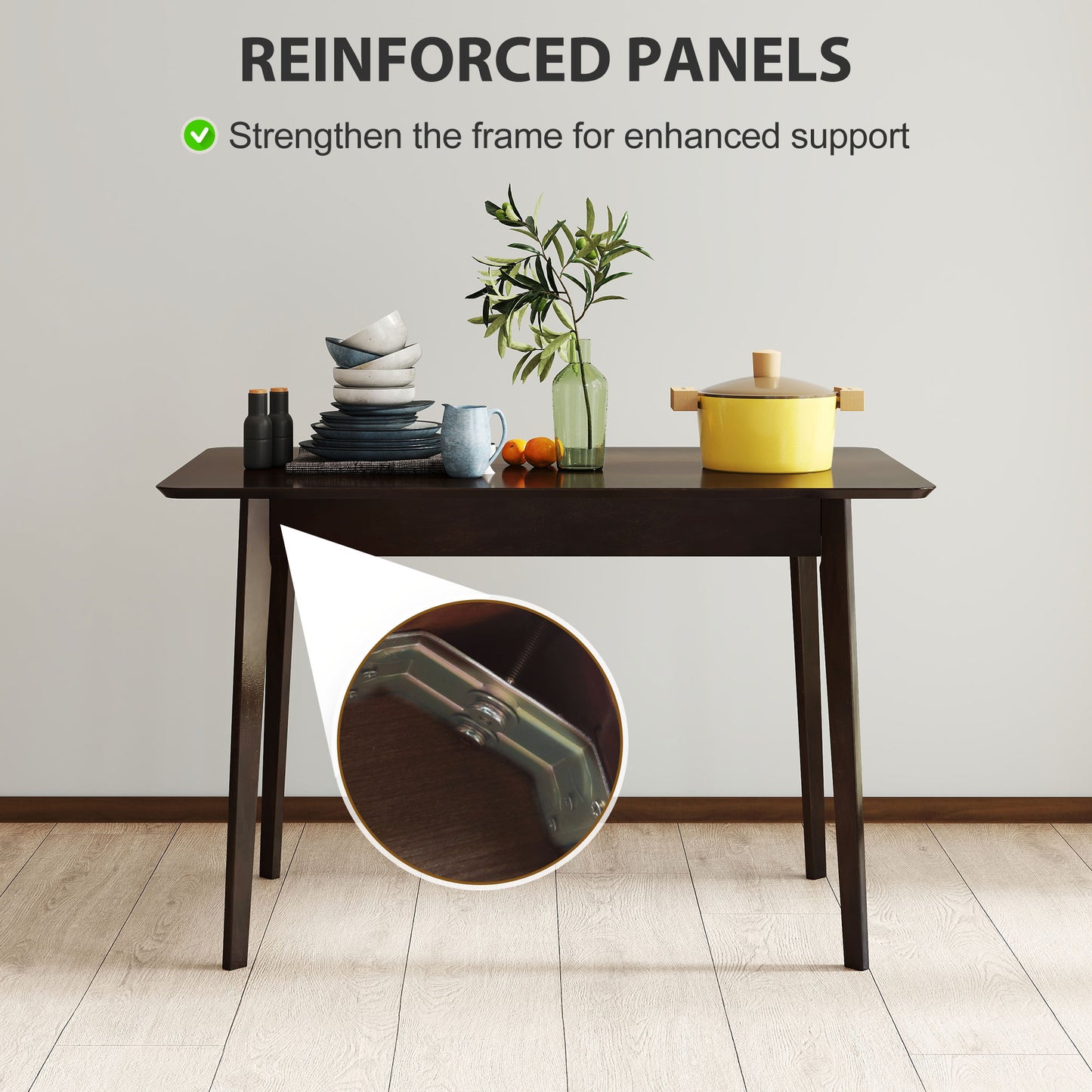 Mid-Century Modern 47.2" Dining Table - Dark Mahogany
