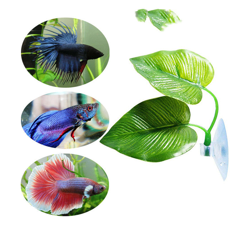 Aquarium Fish Tank Decoration Leaf Rest Double Leaf Design - Betta Fish Landscaping
