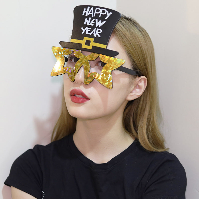 Funny New Year Party Glasses Supplies Photo Props Unisex Dress Up Accessories