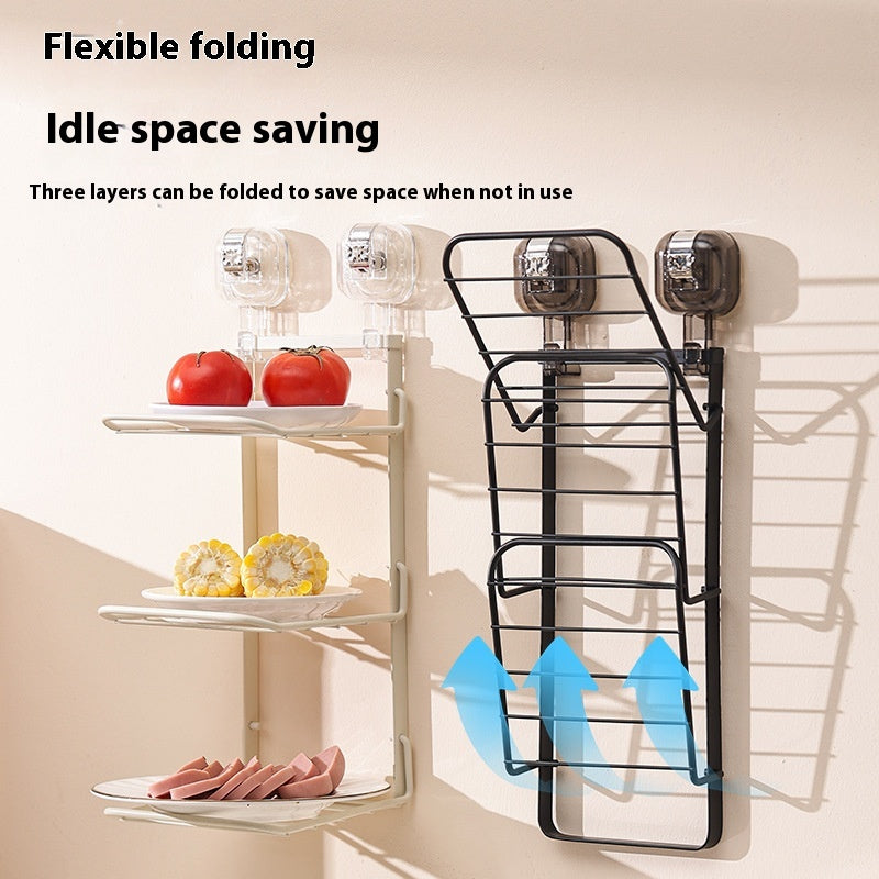 Wall-Mounted Dish Rack with Suction Cups - Multi-Purpose Kitchen Storage