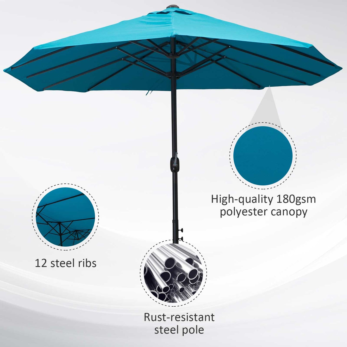 15ft Double-Sided Patio Umbrella with Crank - Blue