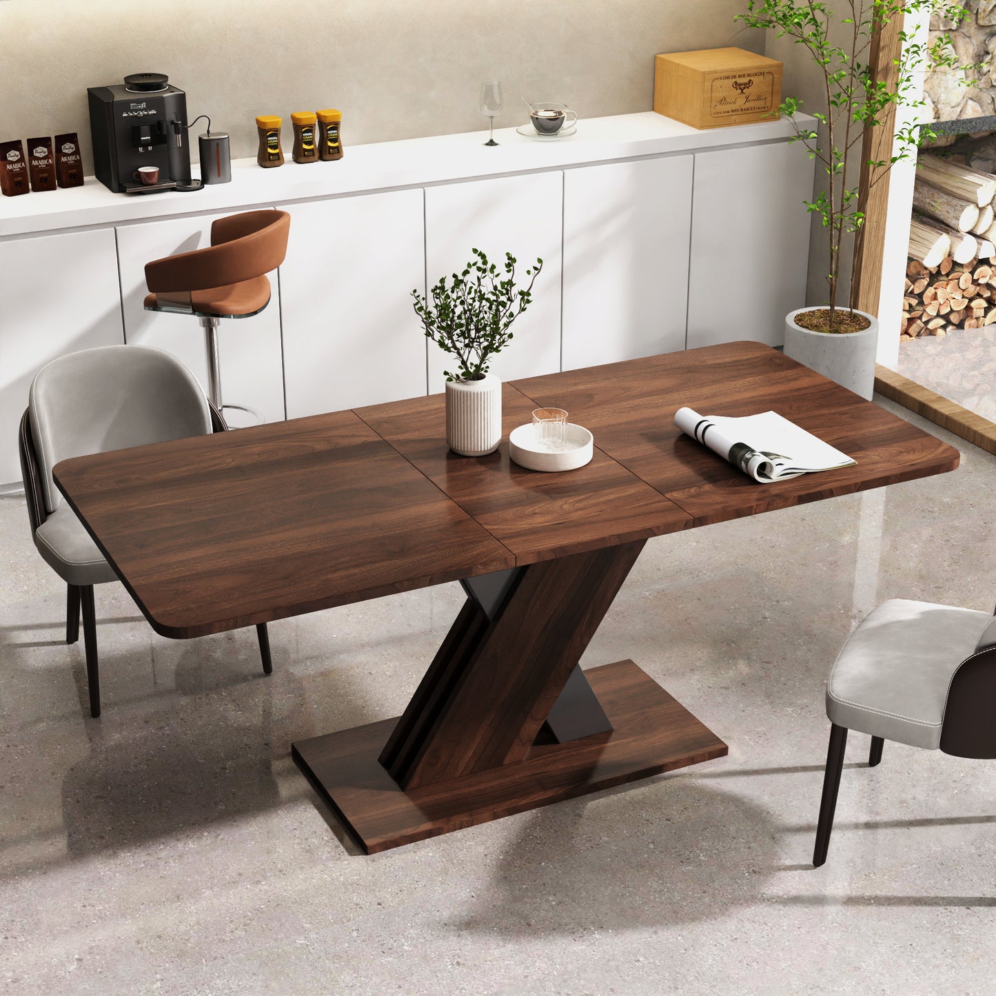 Walnut Multifunctional Extendable Console Table - Modern Design