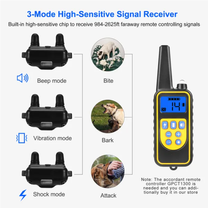 Dog Training Collar Receiver Waterproof IP67 Pet Collar for Obedience
