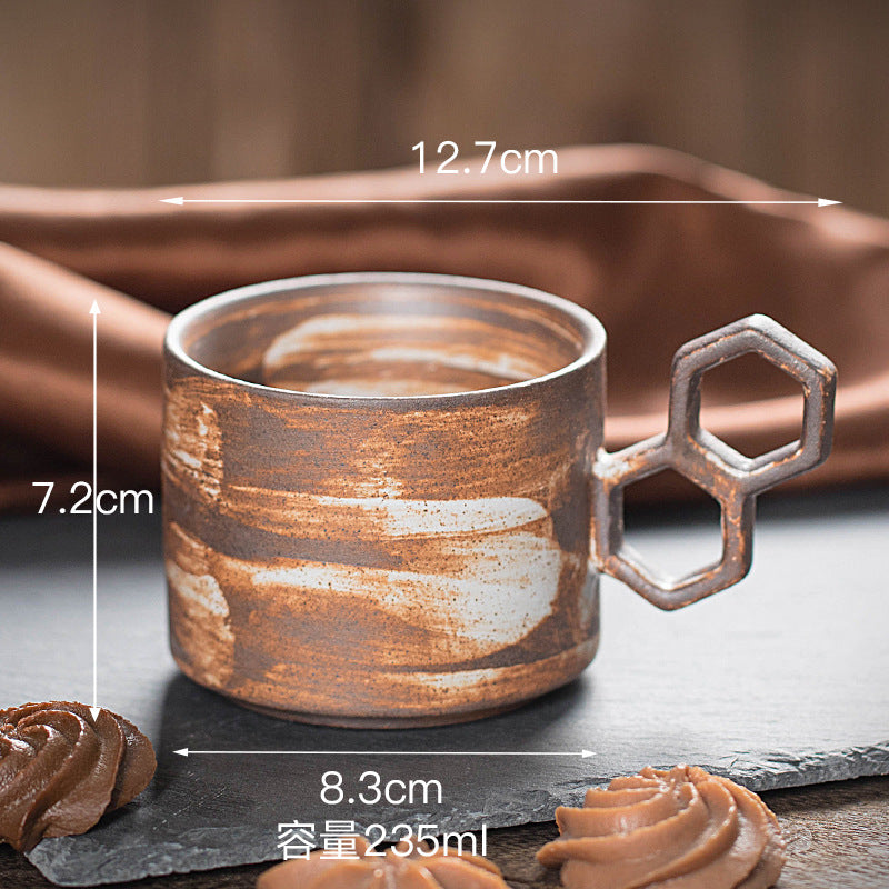 Vintage Ceramic Coffee Cup Set - Stackable Drinkware for Kitchen, 235ml