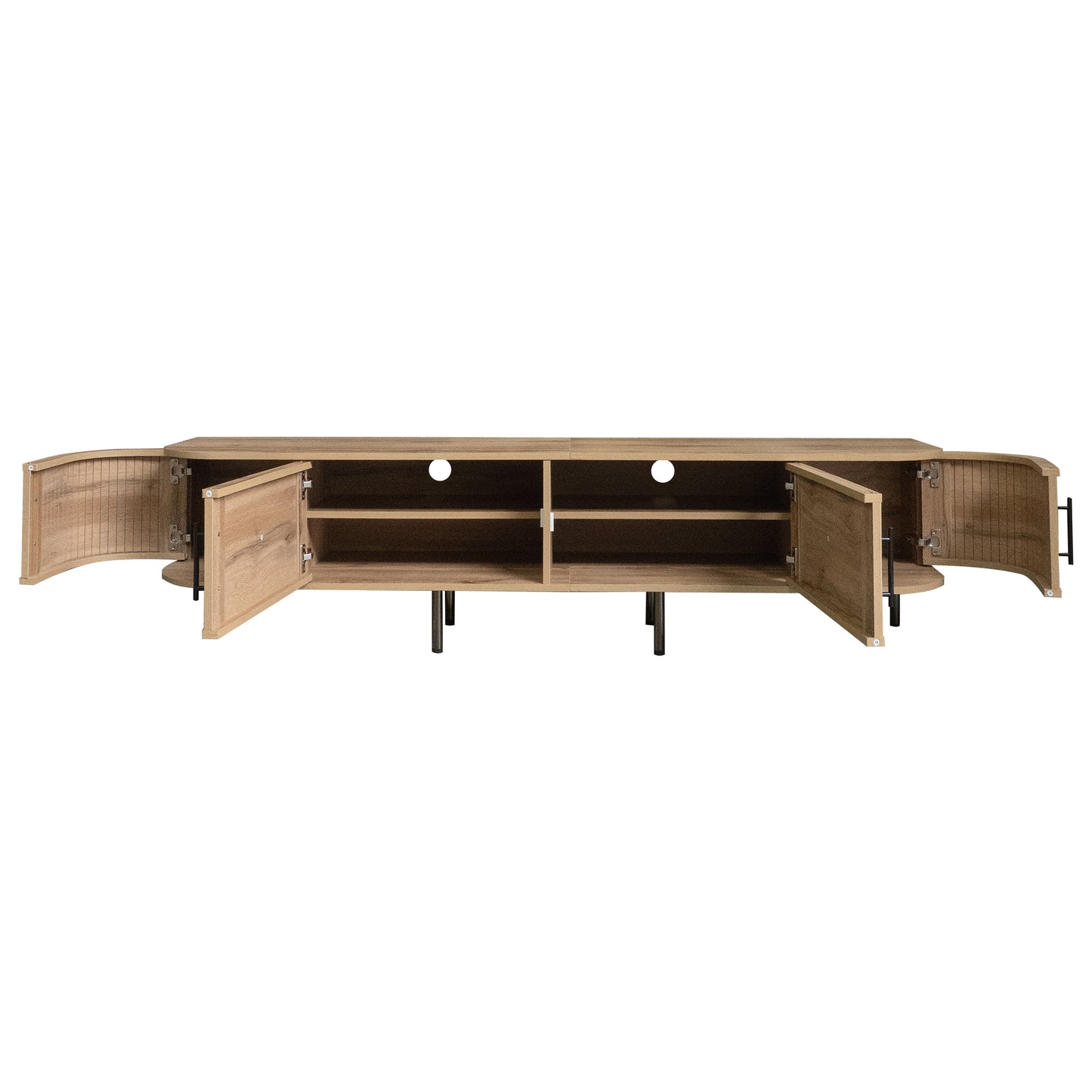 70-Inch Modern TV Stand with Rattan Doors for 80-Inch TVs