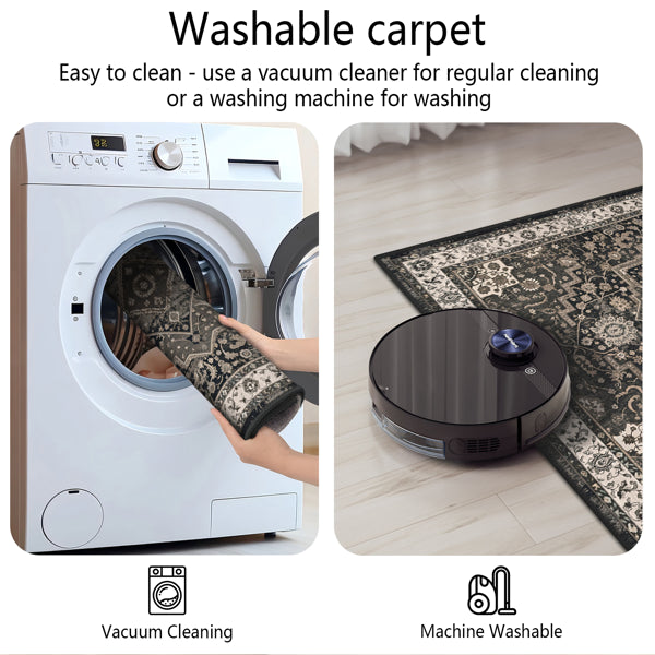 Washable Boho Kitchen Rug Set of 3 - Non-Slip Area Rugs